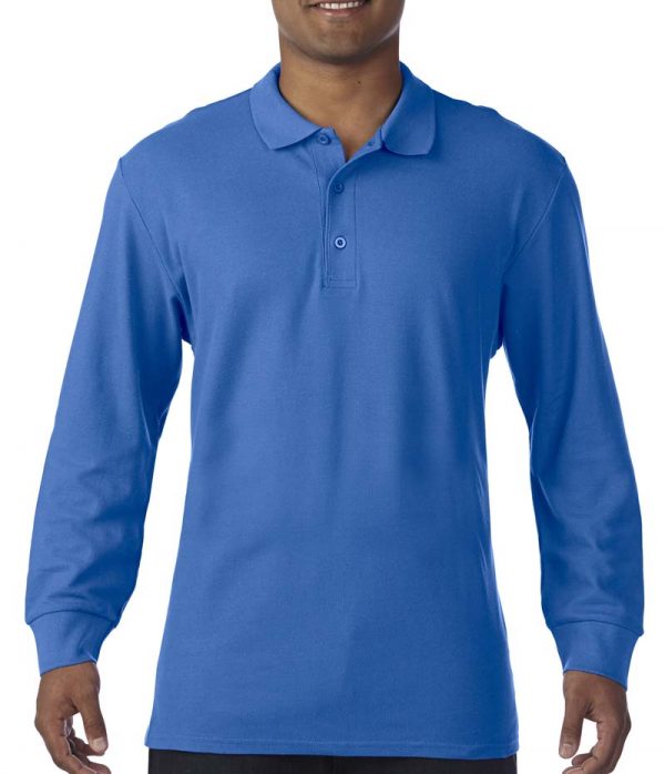 Premium Cotton Adult Double Piqué Polo LS Kleur Royal