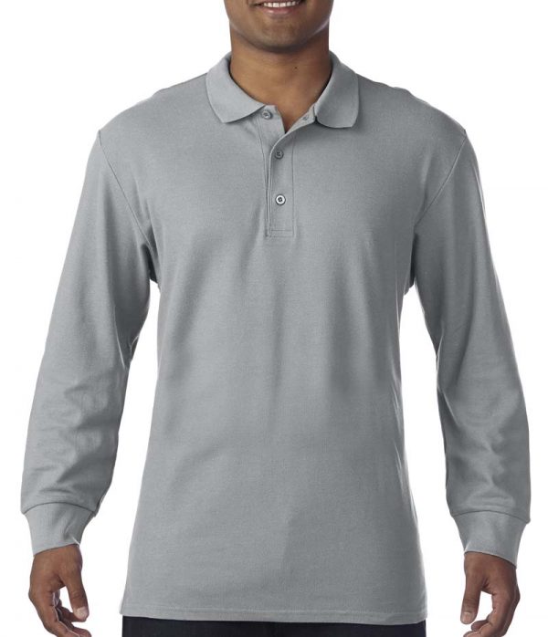 Premium Cotton Adult Double Piqué Polo LS Kleur Sport Grey