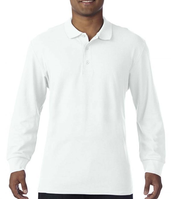 Premium Cotton Adult Double Piqué Polo LS Kleur White