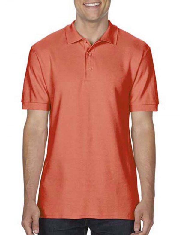 Premium Cotton Double Piqué Polo Kleur Bright Salmon