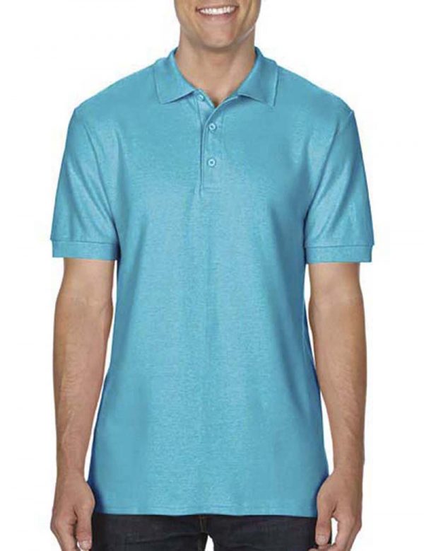 Premium Cotton Double Piqué Polo Kleur Lagoon Blue