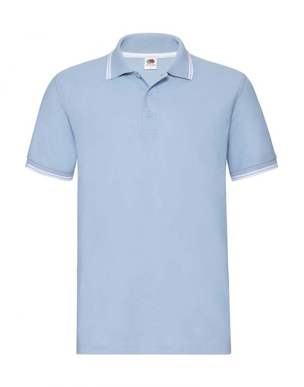 Tipped Polo Kleur Sky Blue White