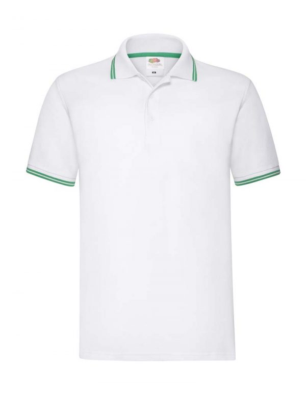 Tipped Polo Kleur White Kelly Green