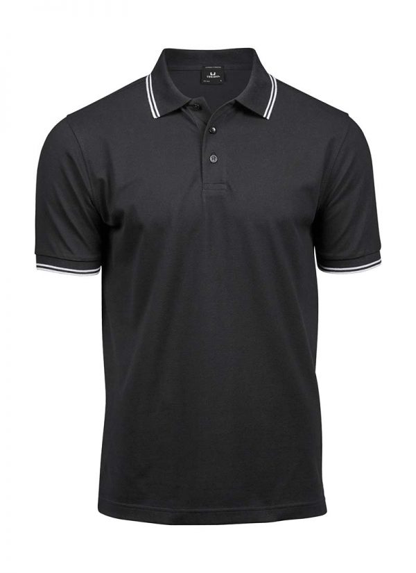 Luxury Stripe Stretch Polo Kleur Black White