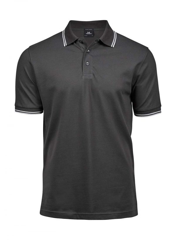 Luxury Stripe Stretch Polo Kleur Dark Grey White