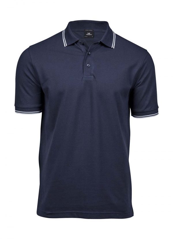 Luxury Stripe Stretch Polo Kleur Navy White