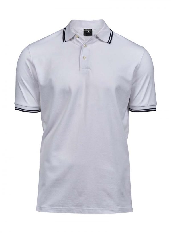 Luxury Stripe Stretch Polo Kleur White Navy