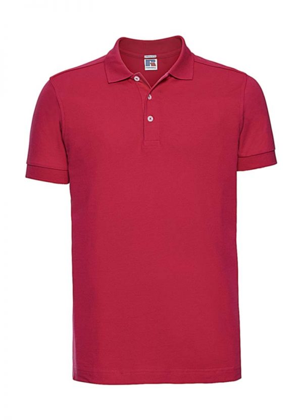 Mens Fitted Stretch Polo Kleur Classic Red