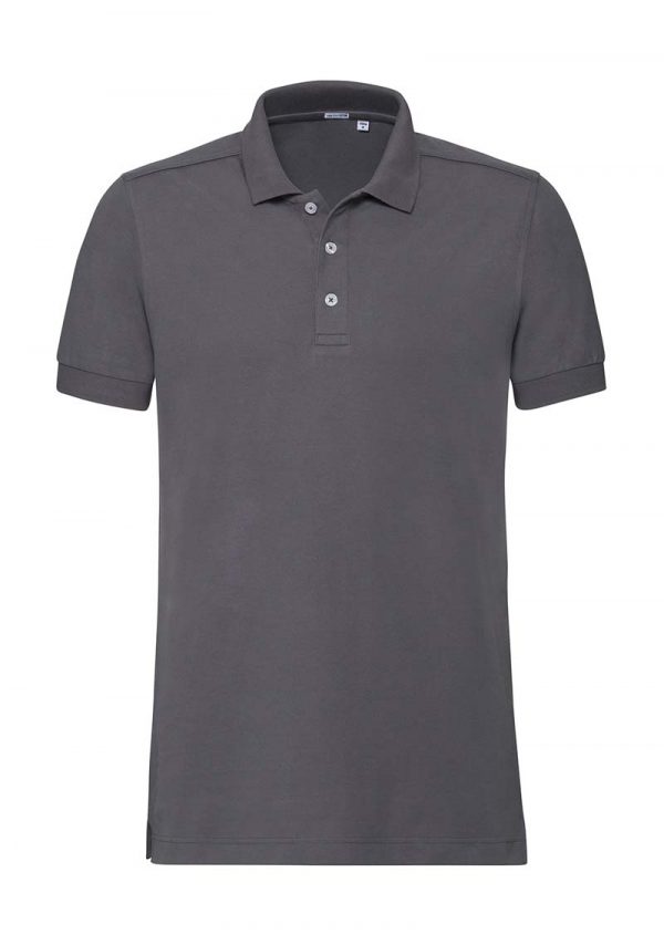 Mens Fitted Stretch Polo Kleur Convoy Grey