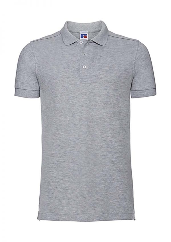 Mens Fitted Stretch Polo Kleur Light Oxford