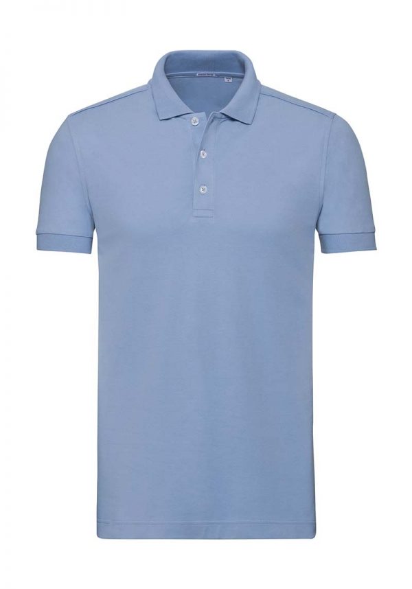 Mens Fitted Stretch Polo Kleur Sky