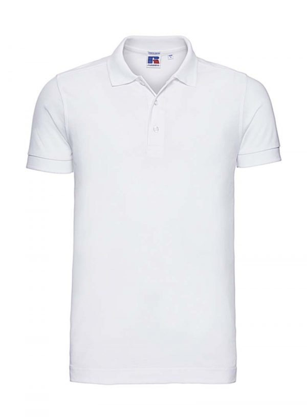 Mens Fitted Stretch Polo Kleur White