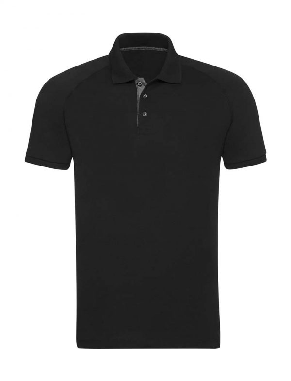 Mens HD Raglan Polo Kleur Black