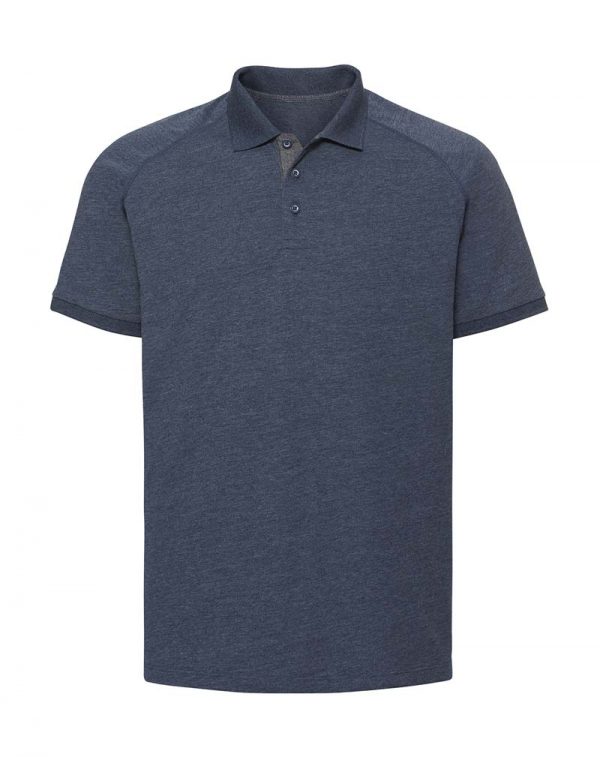 Mens HD Raglan Polo Kleur Bright Navy Marl