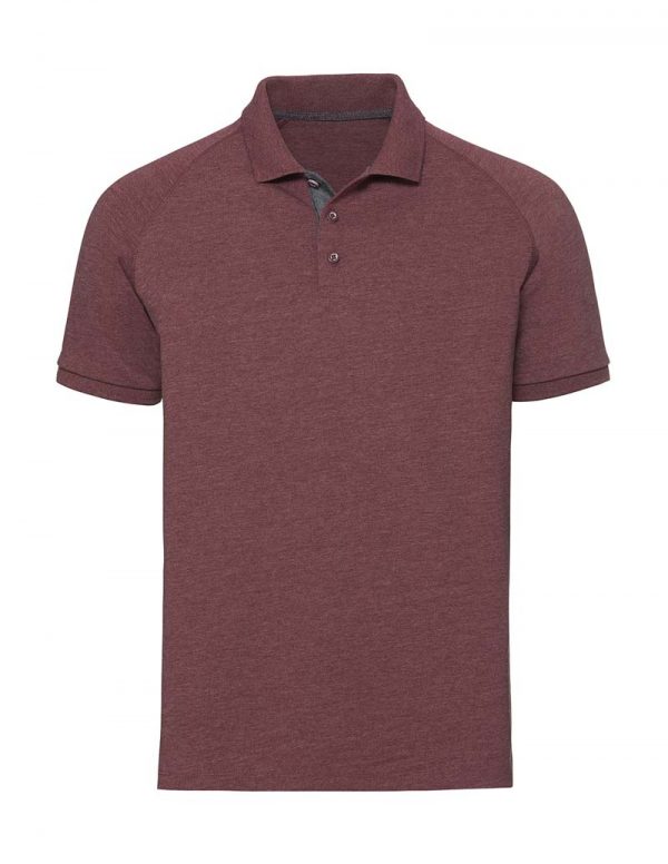 Mens HD Raglan Polo Kleur Maroon Marl