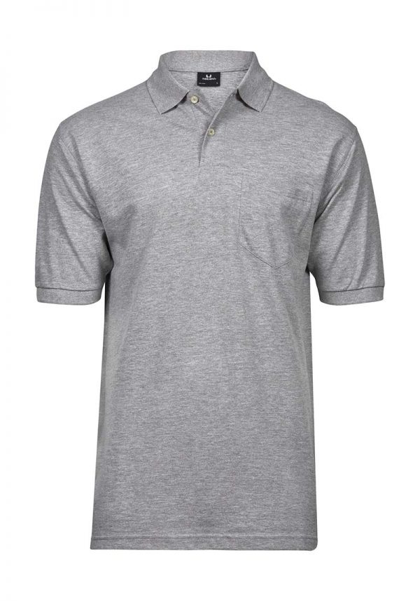 Pocket Polo Kleur Heather Grey