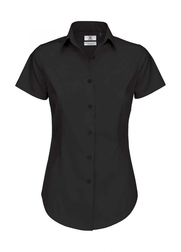 Black Tie SSL Women Poplin Shirt BC Kleur Zwart