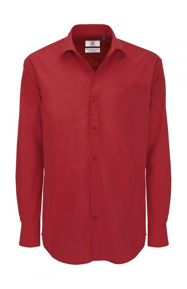 Heritage LSLmen Poplin Shirt BC Kleur Deep Red
