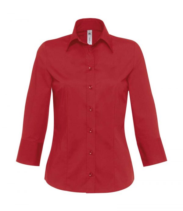 Milanowomen Popelin Shirt 34 sleeves BC Kleur Deep Red