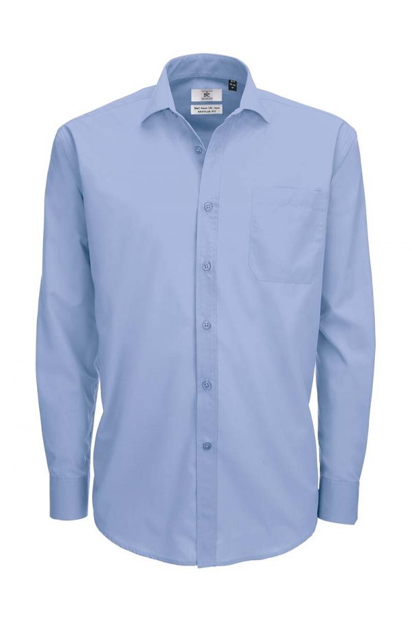 Smart LSL men Poplin Shirt BC Kleur Business Blue