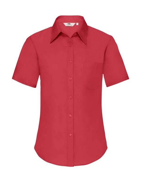 Ladies Poplin Shirt Kleur Rood