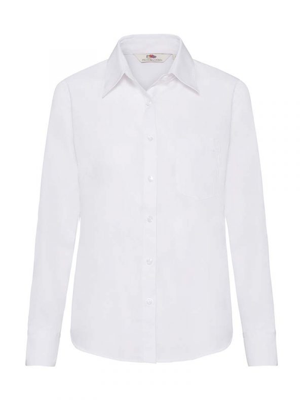 Ladies Poplin Shirt LS Kleur White