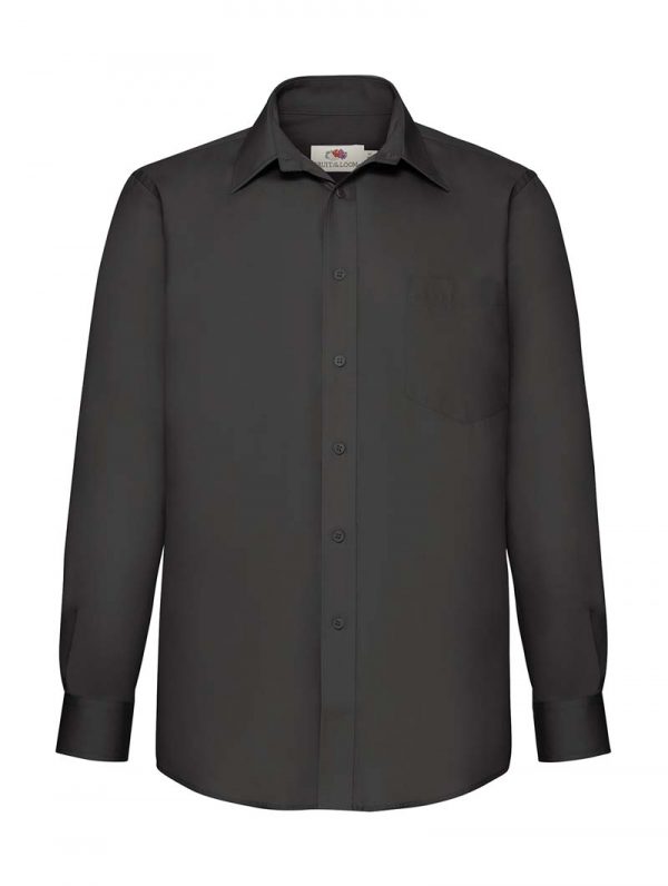 Poplin Shirt Long Sleeve Kleur Black