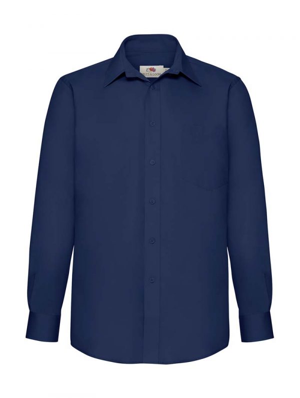 Poplin Shirt Long Sleeve Kleur Navy