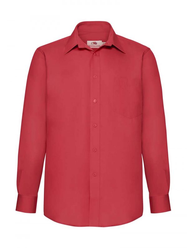 Poplin Shirt Long Sleeve Kleur Red