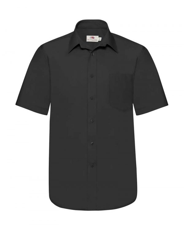 Poplin Shirt Short Sleeve Kleur Black