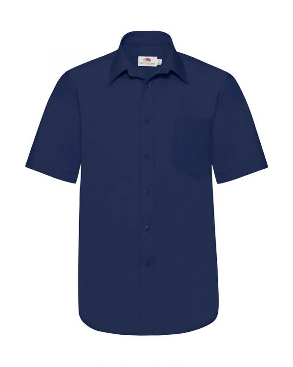 Poplin Shirt Short Sleeve Kleur Navy