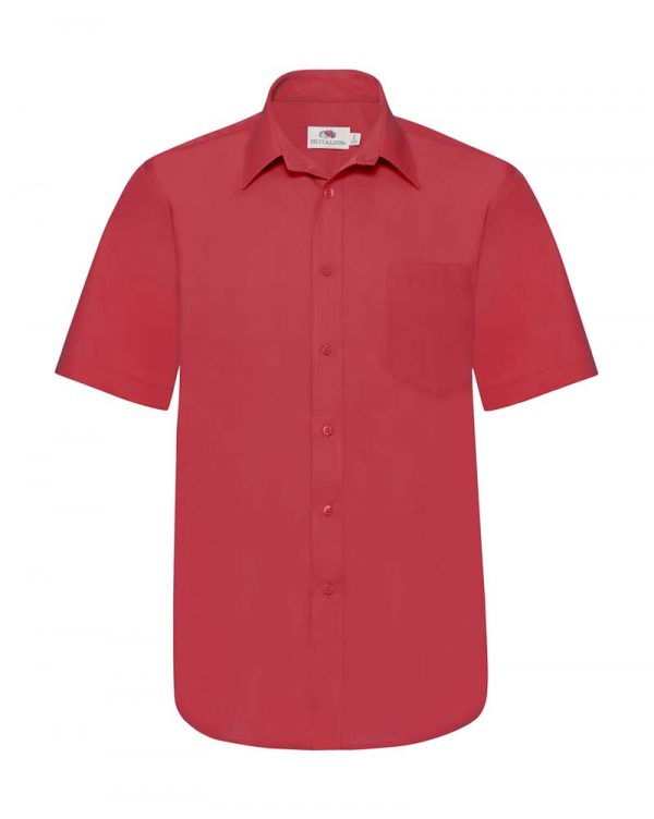 Poplin Shirt Short Sleeve Kleur Red