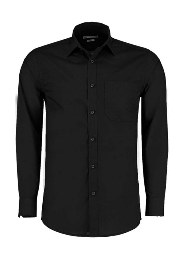Tailored Fit Poplin Shirt Kleur Black