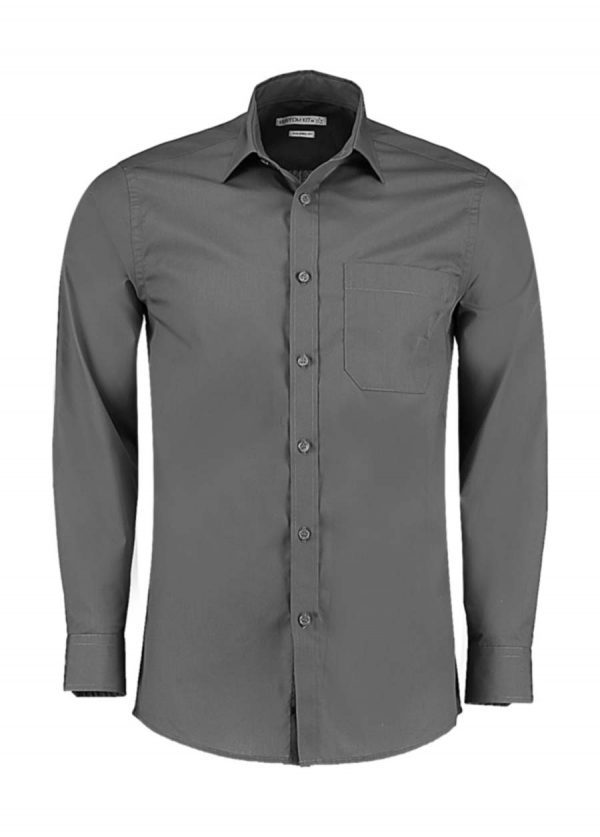 Tailored Fit Poplin Shirt Kleur Graphite