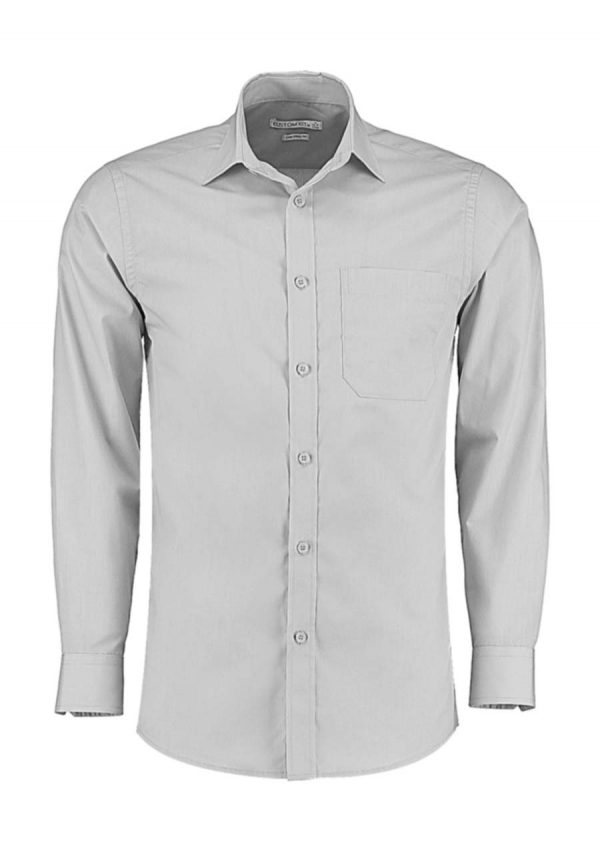Tailored Fit Poplin Shirt Kleur Light Grey