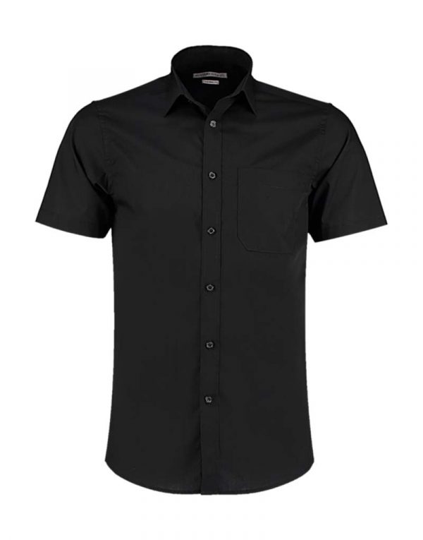 Tailored Fit Poplin Shirt SSL Kleur Black