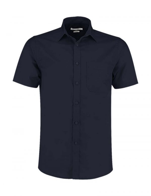 Tailored Fit Poplin Shirt SSL Kleur Dark Navy