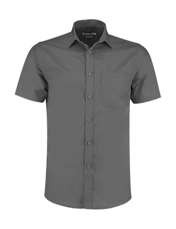 Tailored Fit Poplin Shirt SSL Kleur Graphite