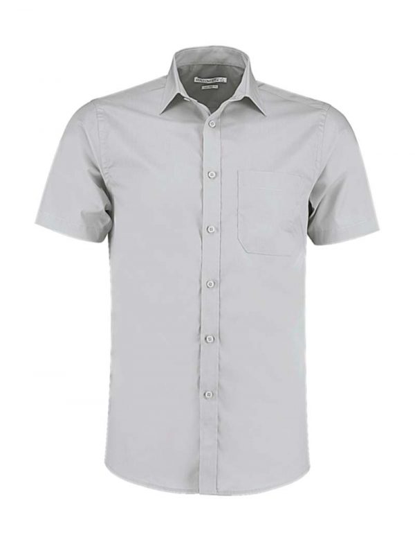 Tailored Fit Poplin Shirt SSL Kleur Light Grey
