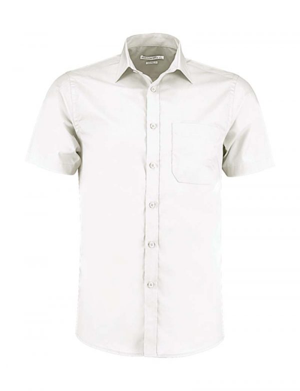 Tailored Fit Poplin Shirt SSL Kleur White