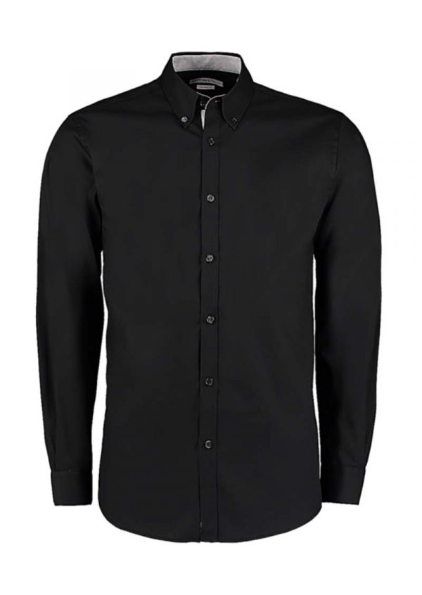 Tailored Fit Premium Contrast Oxford Shirt Kleur Black Silver