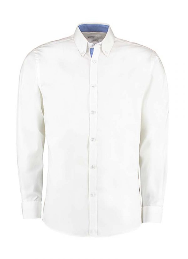 Tailored Fit Premium Contrast Oxford Shirt Kleur White Mid Blue