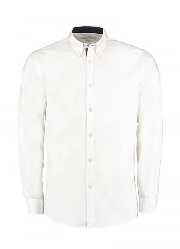 Tailored Fit Premium Contrast Oxford Shirt Kleur White Navy