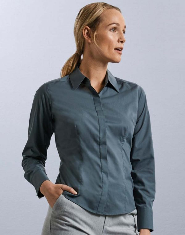 712.00 Ladies LS Fitted Poplin Shirt Promo