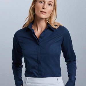 Russell Collection:Ladies LS Ultimate Stretch Shirt R-960F-0.
