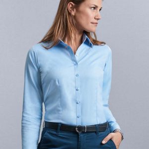 Russell Collection:Ladies LS Herringbone Shirt R-962F-0.
