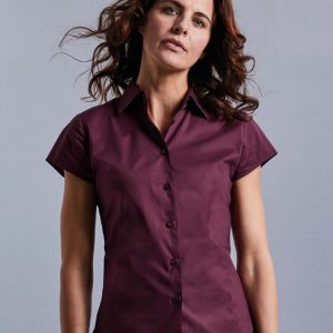 Russell Collection:Fitted Short Sleeve Blouse R-947F-0.