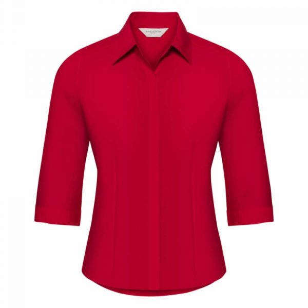Driekwart Sleeve Poplin Shirt kleur Classic Red