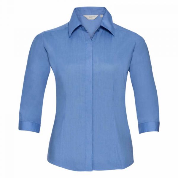 Driekwart Sleeve Poplin Shirt kleur Corporate Blue