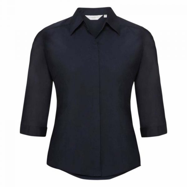 Driekwart Sleeve Poplin Shirt kleur French Navy